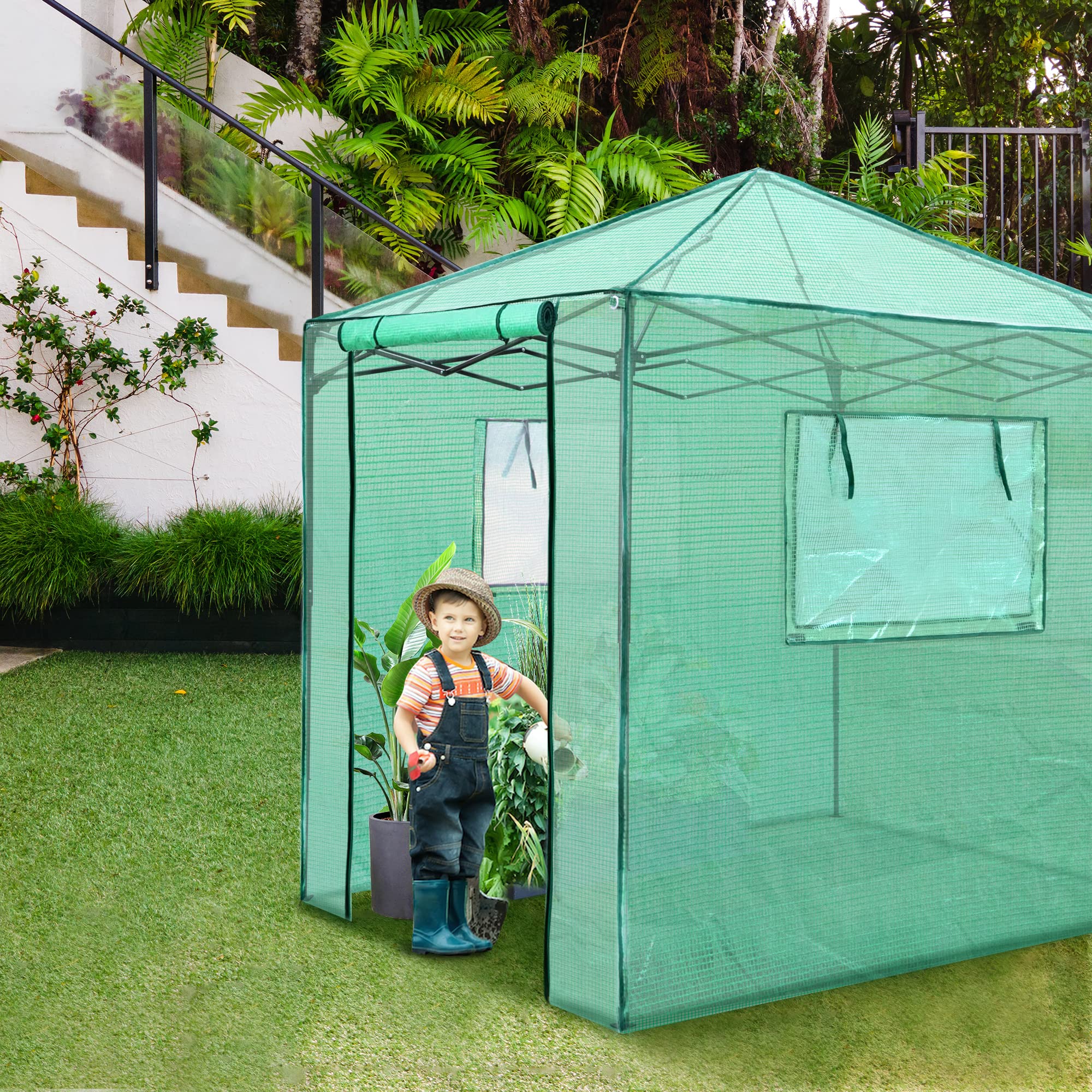 PexFix scale comparison with person illustrating walk-in headroom benefit