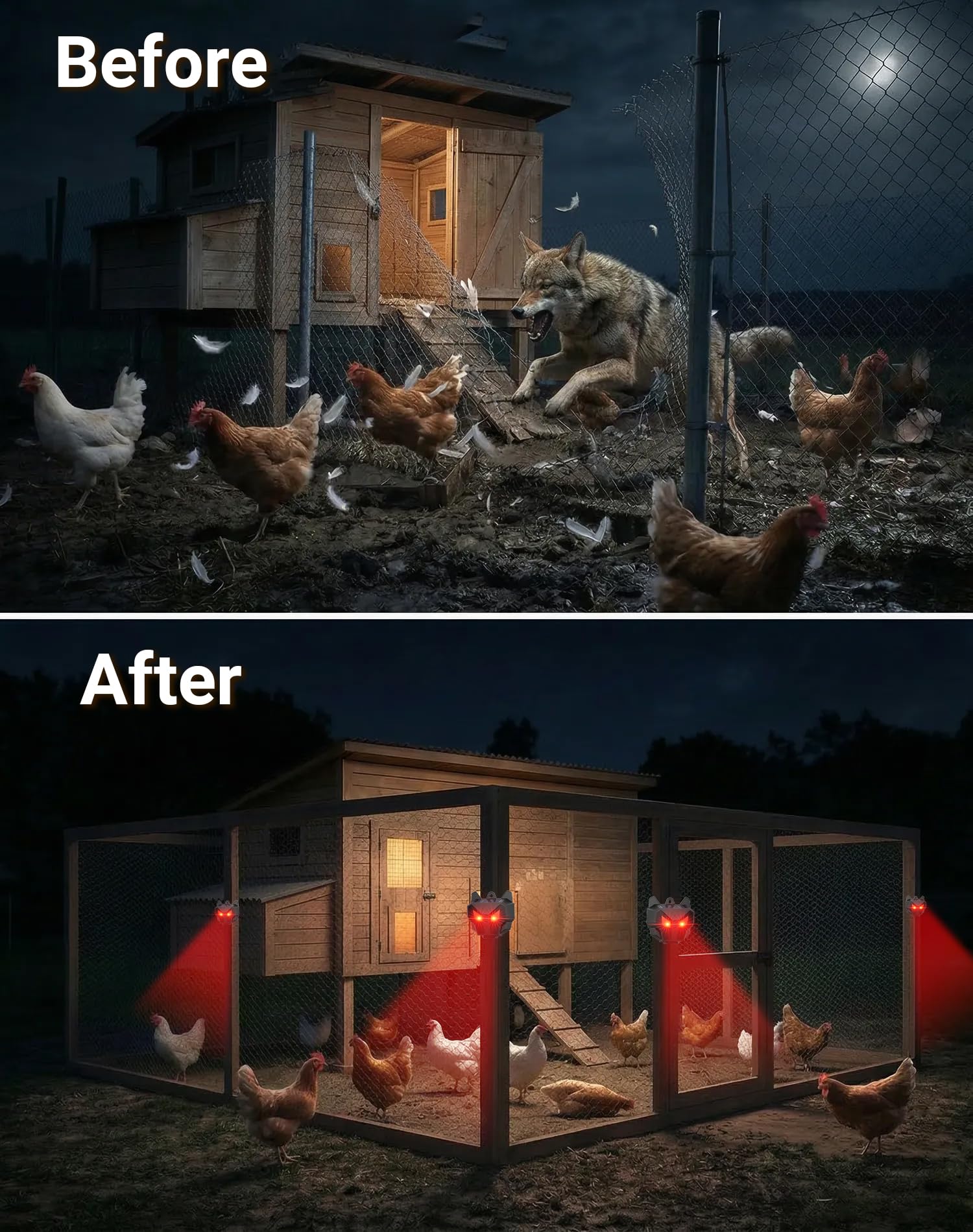 PEXPEL nighttime strobe demonstrating visible predator deterrence benefit