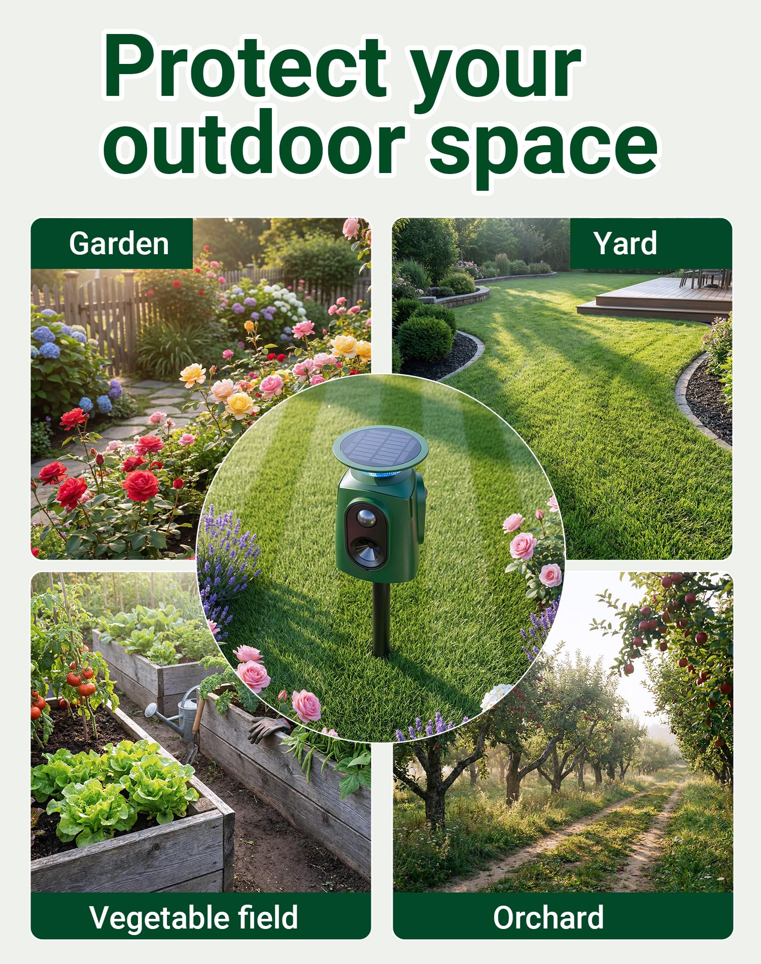 PEXPEL night scene showing yard protected by ultrasonic deterrence