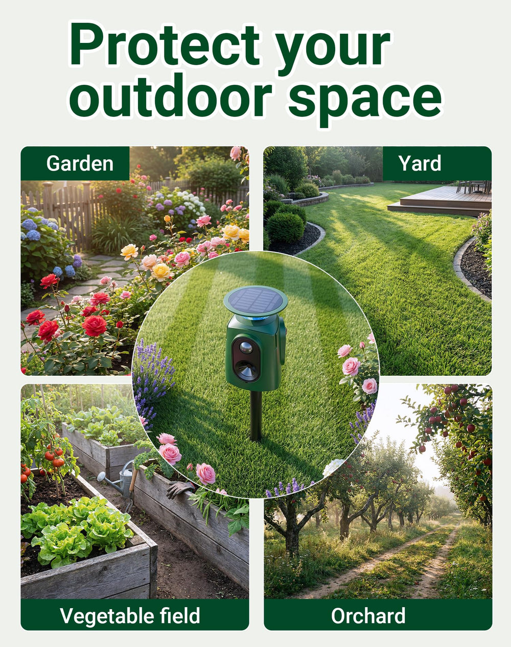 PEXPEL night scene showing yard protected by ultrasonic deterrence