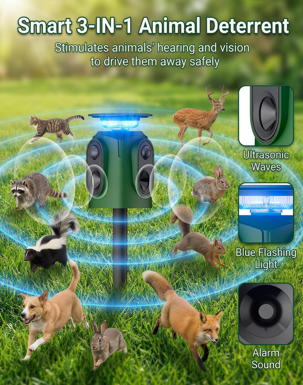 PEXPEL close-up of three-sided sensors highlighting 360° detection