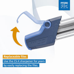 PFERD CS-X handle close-up offering ergonomic grip for comfortable fatigue-free use