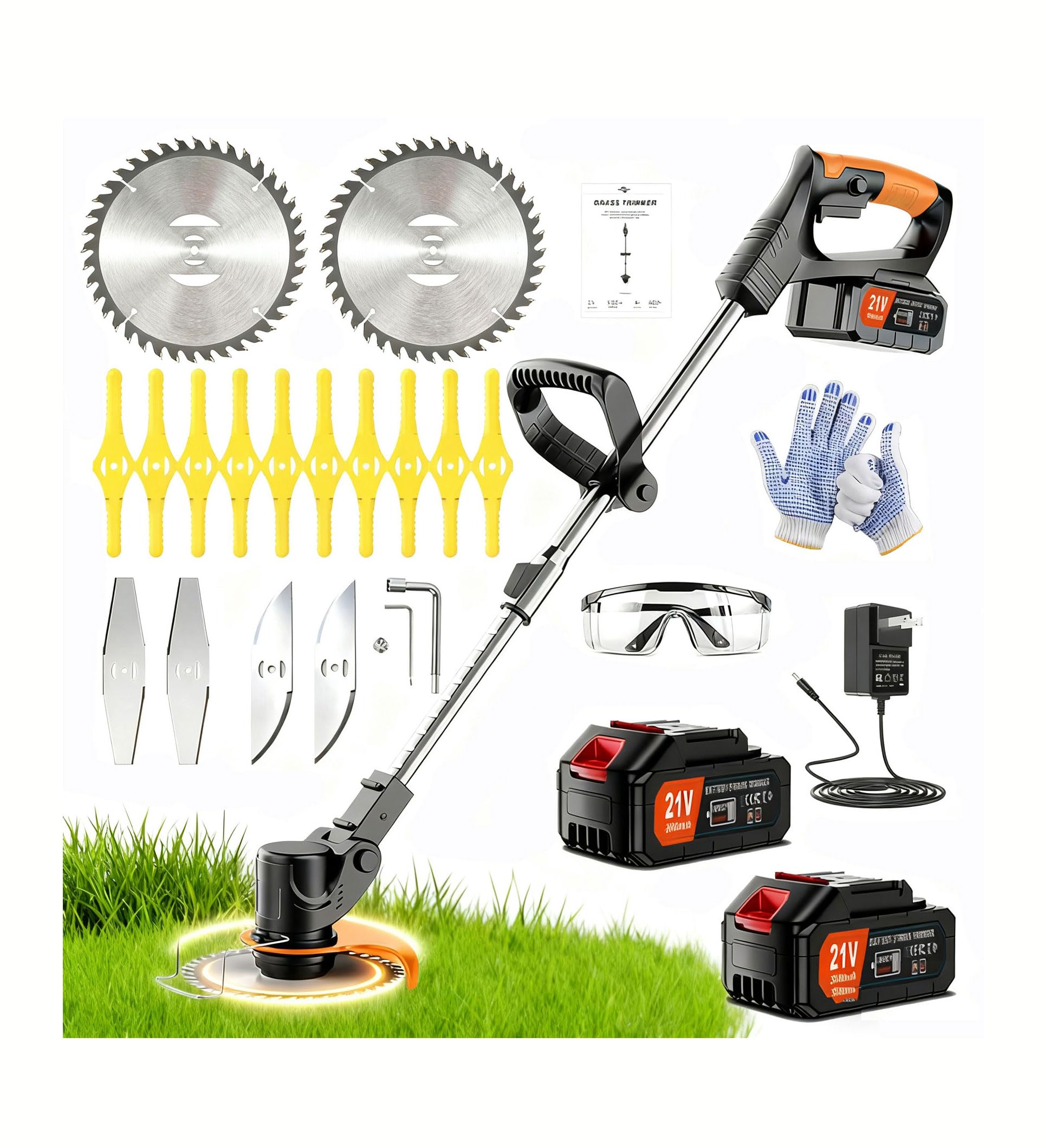 PFYELYI front view of black weed wacker showing compact design and easy handling