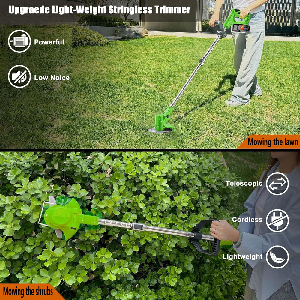 PFYELYI tool used edging a lawn in a home yard showing versatile all-in-one convenience benefit