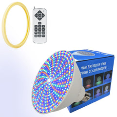 PGGBOO front view of RGB pool bulb showing waterproof design and easy replacement benefit