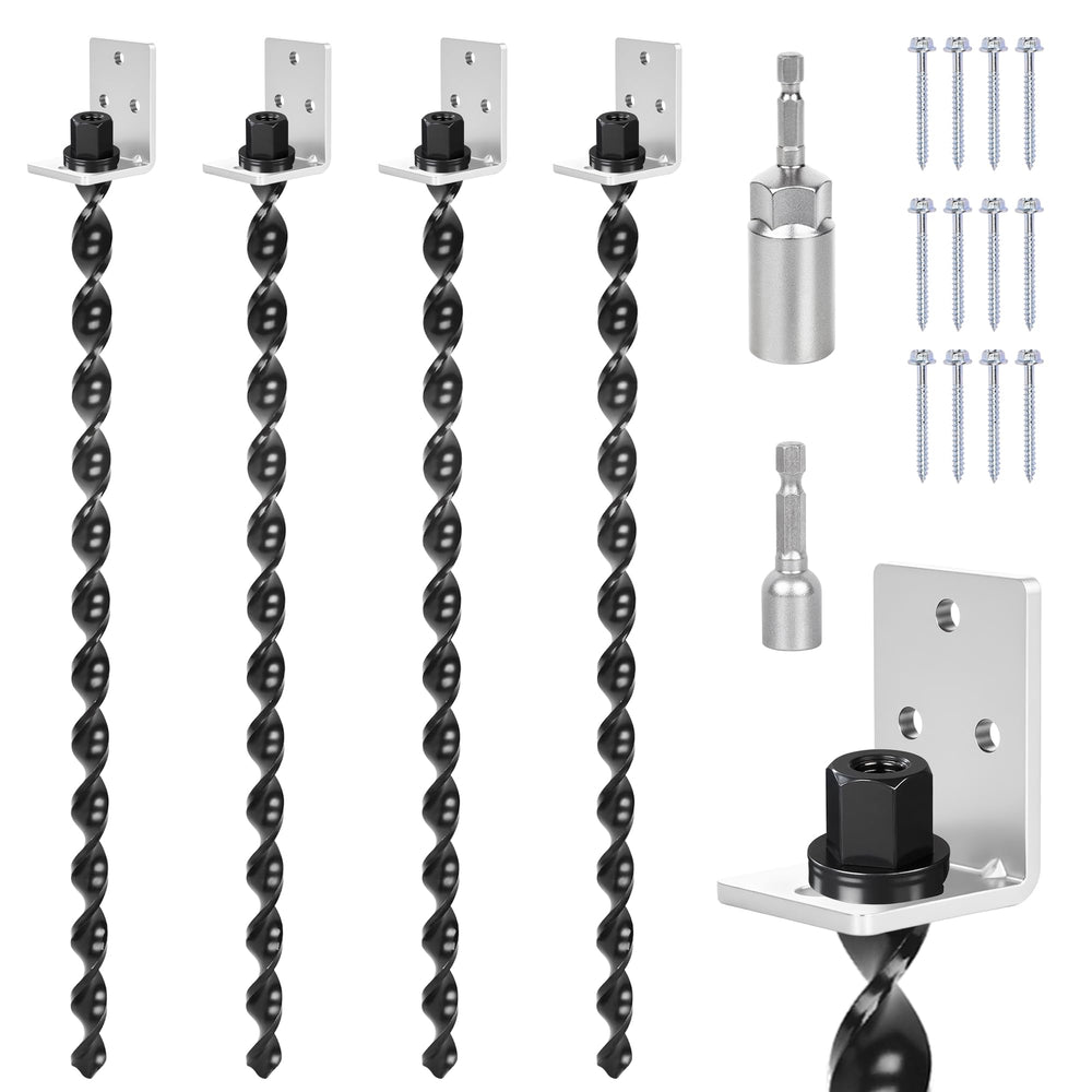 PHATRIP front view of four 24 inch anchors showing packaged set and brackets for fast installation