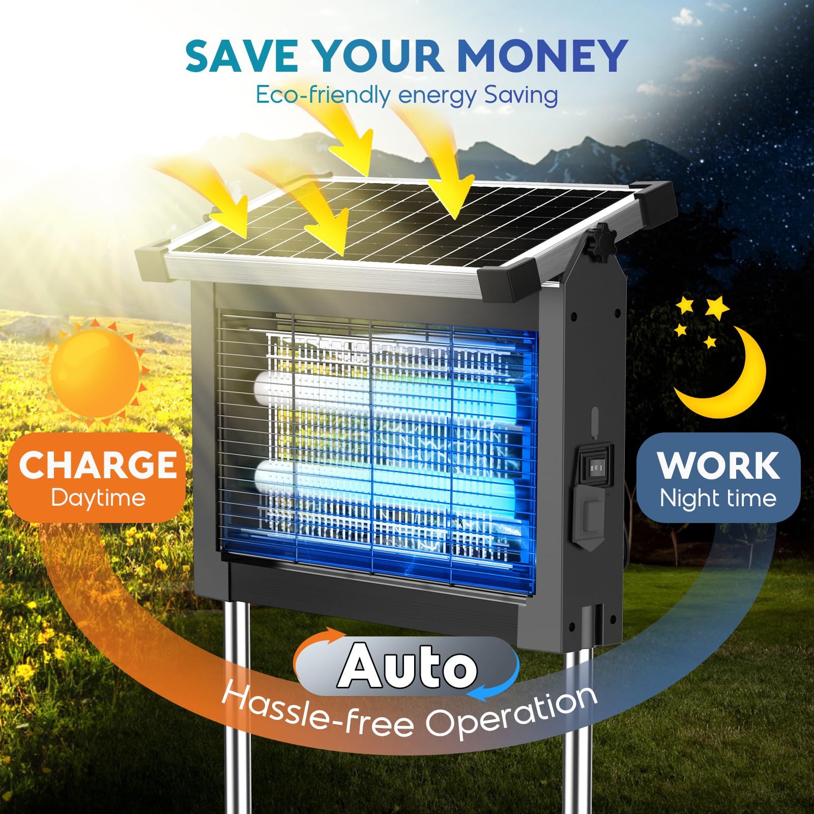 PhatroyYee close-up of 4500V electric grid demonstrating instant insect elimination