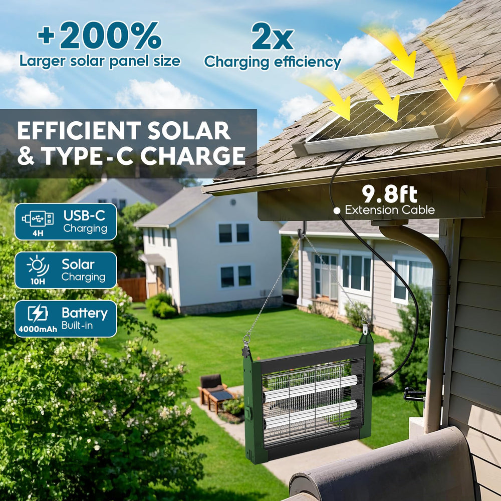 PhatroyYee solar panel with 3m cord positioned for optimal sun charging benefit