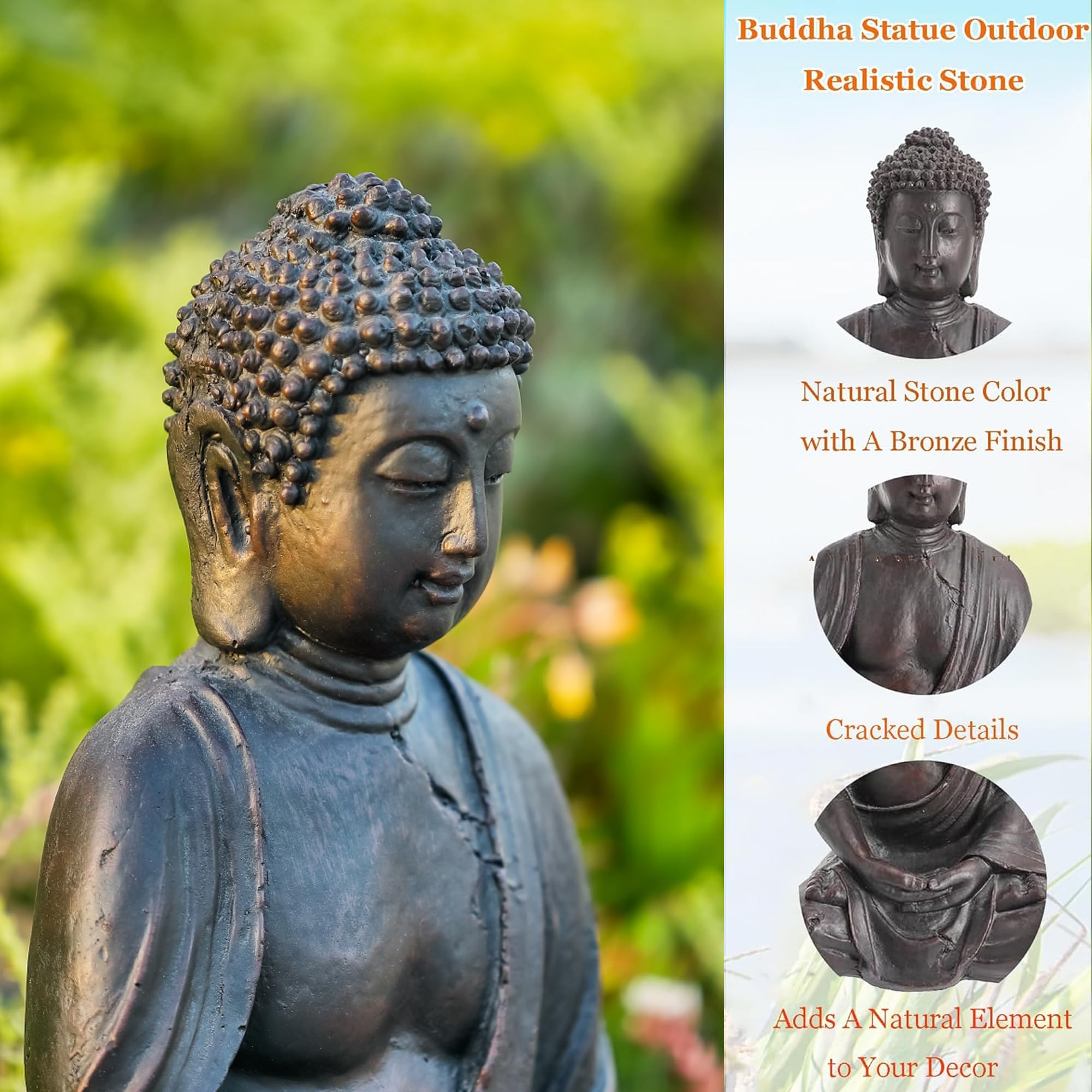 Phaxth Buddha placed in garden conveying calm outdoor ambiance