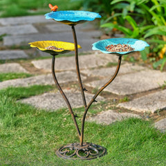 Phaxth front view of pedestal birdbath showing stable design and garden appeal