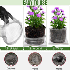 phepetroll basket enclosing tubers showing root protection and soil access