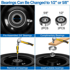 phepetroll assortment of bearing adapters and spacers, simplifies fitment