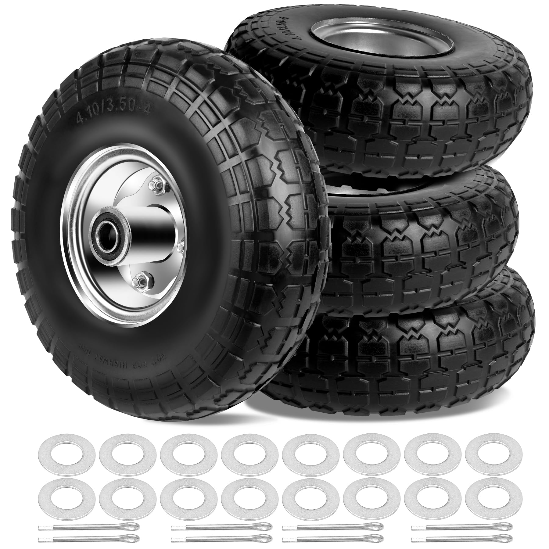 phepetroll front view of four replacement wheels showing ready-to-install durability