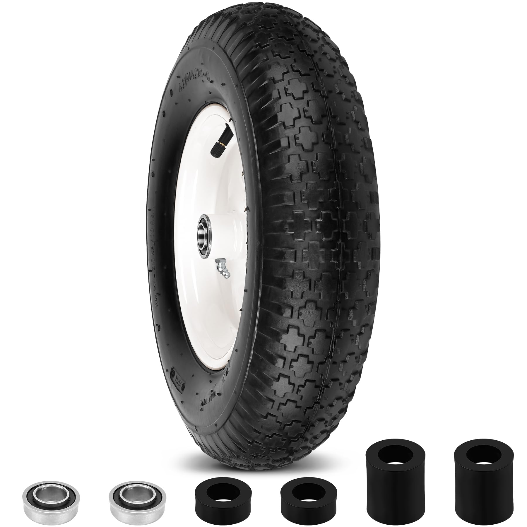 phepetroll front view of 16 inch wheel assembly showing fit and durability