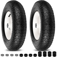phepetroll front view of 16 inch wheel pair showing full tire and rim, durable replacement