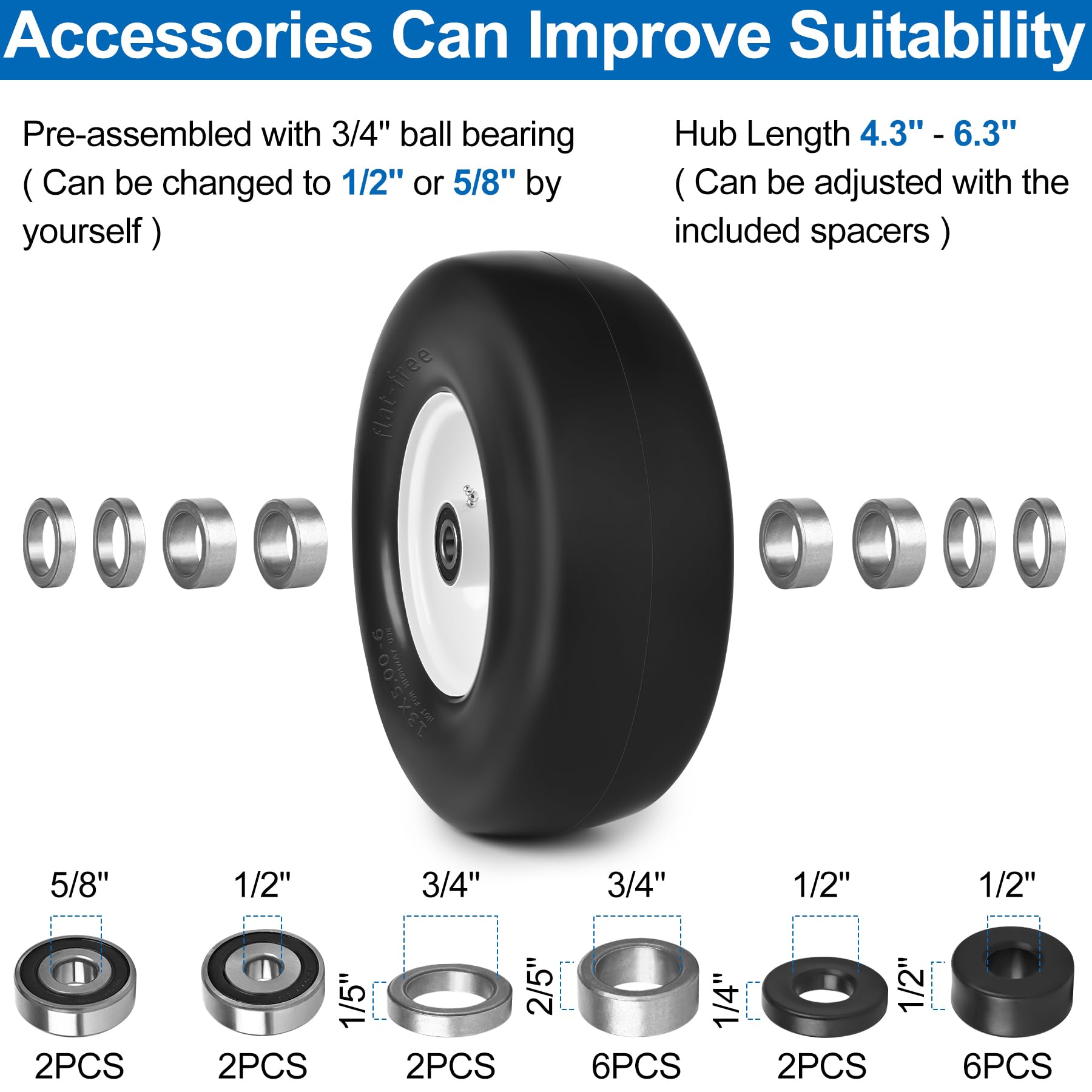 phepetroll hub adapter kits laid out for versatile bearing conversion