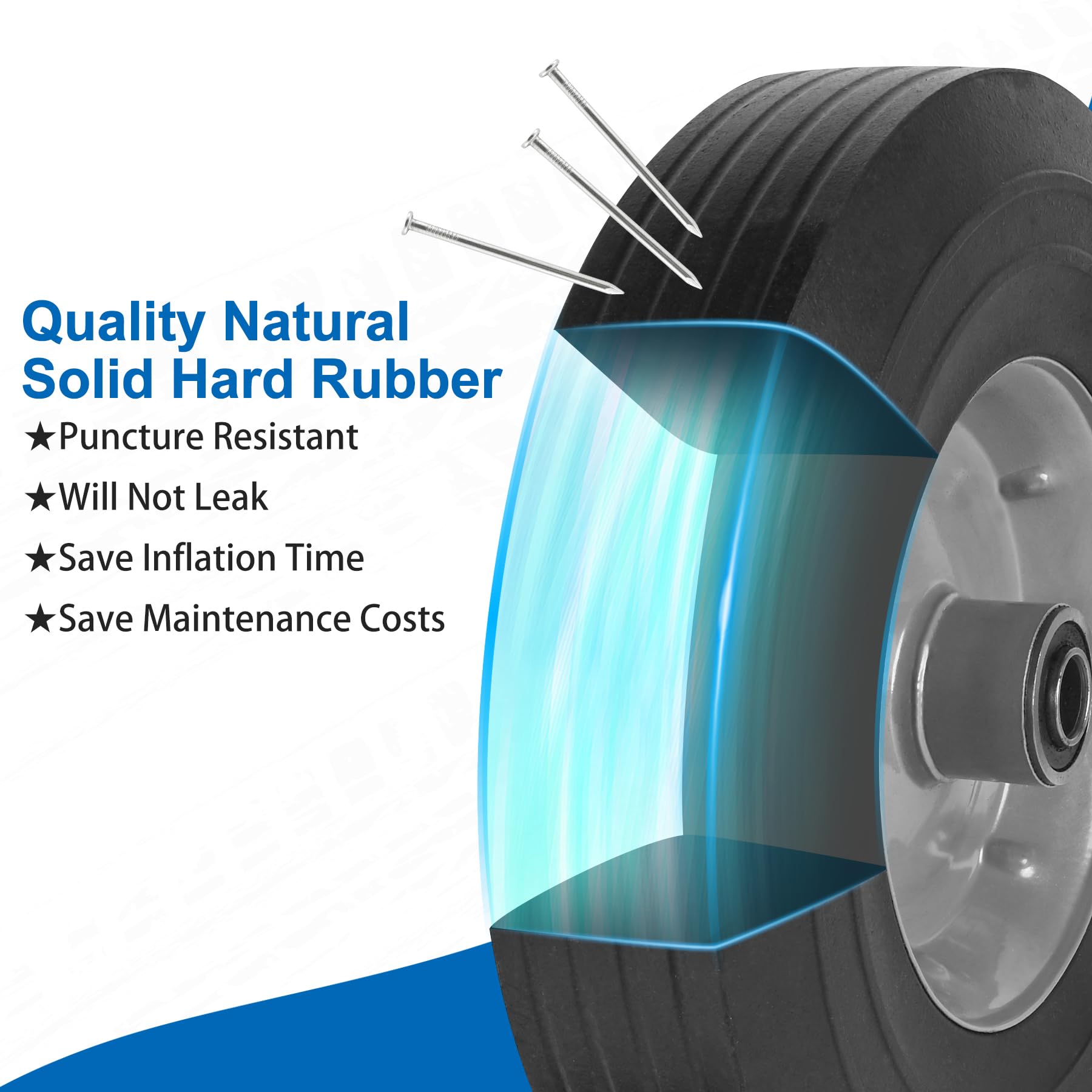 phepetroll detailed metal hub and 5/8" bore showing secure axle fit and strength