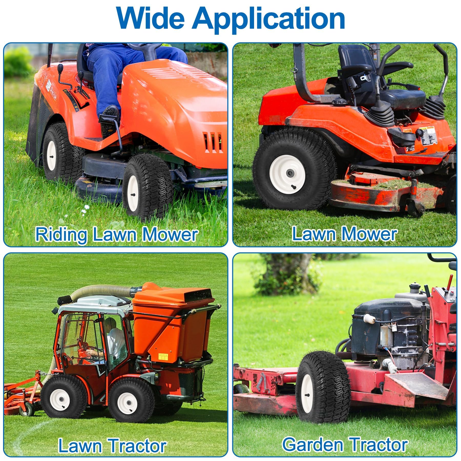 phepetroll on a garden tractor cutting grass showing reduced turf impact and improved stability