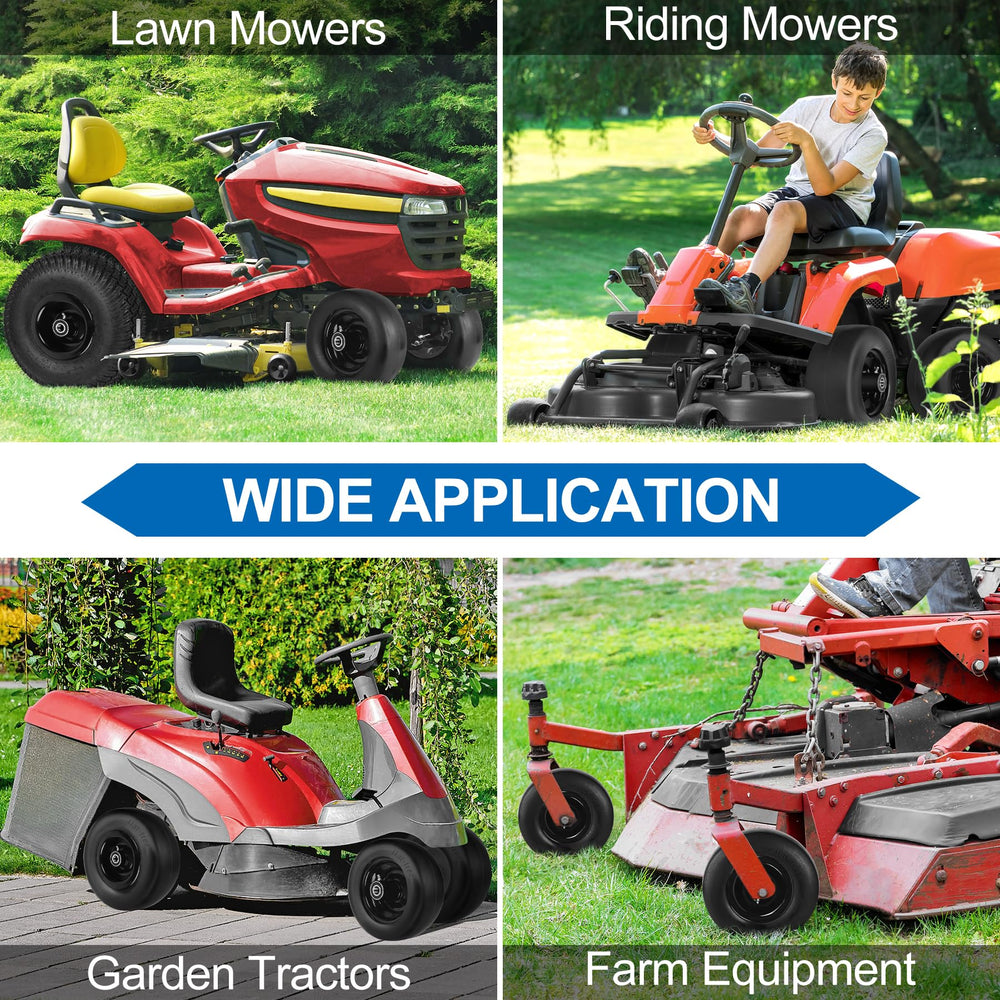 phepetroll wheel on lawn mower in landscaping setting, professional finish