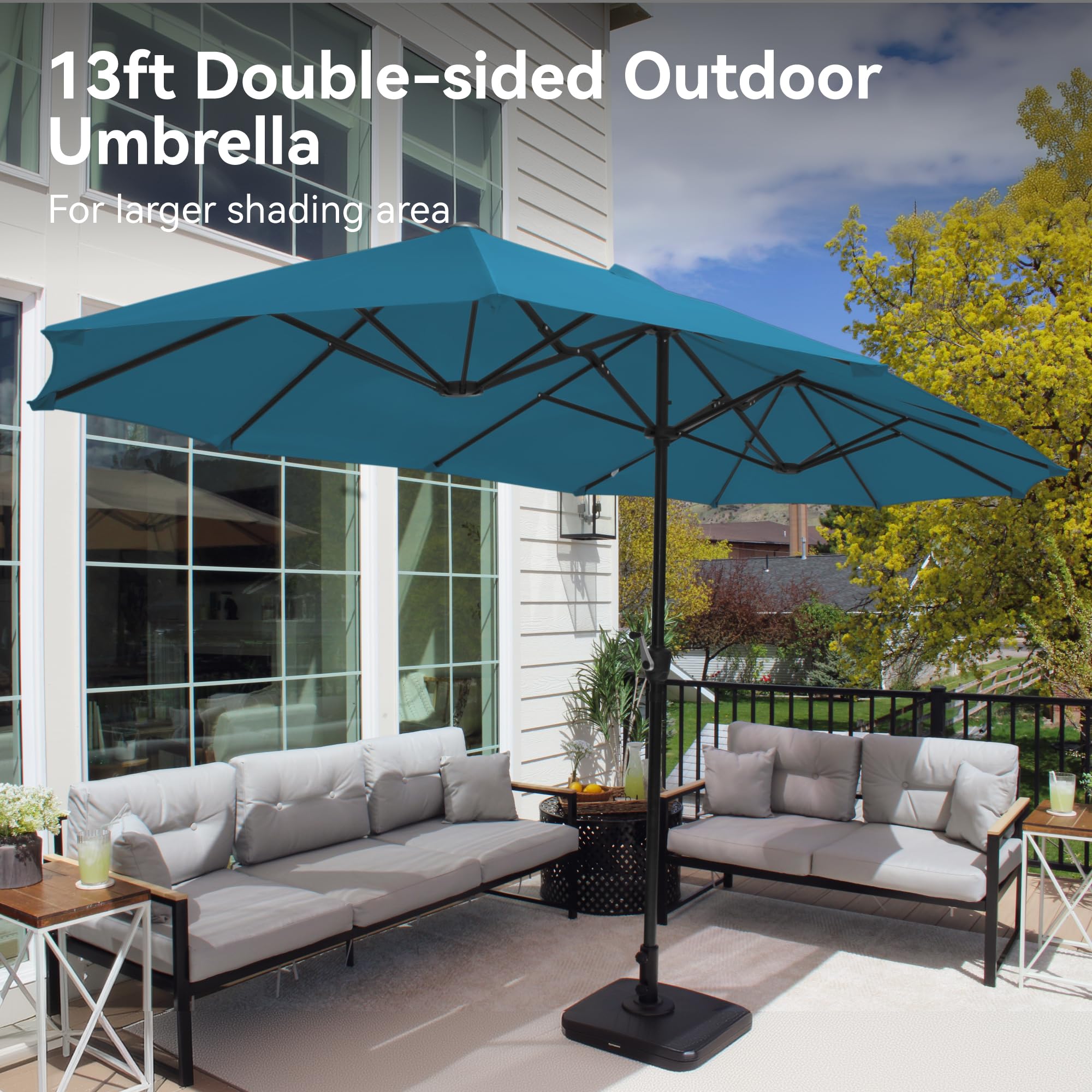 PHI VILLA crank handle being operated for smooth umbrella opening and closing