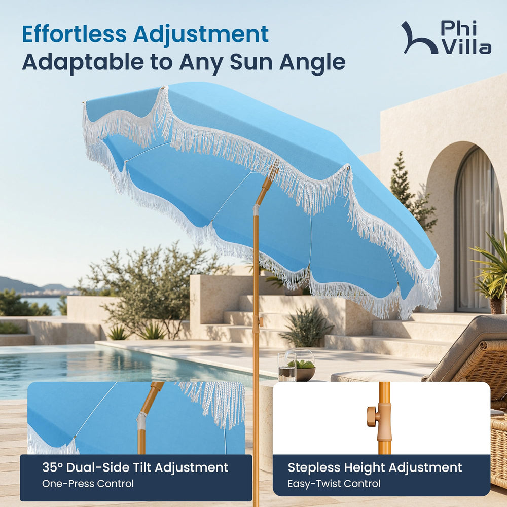 PHI VILLA underside showing eight fiberglass ribs for wind-flexible strength