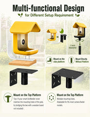 Phikrou pole with feeders in garden attracts birds and organizes feeding