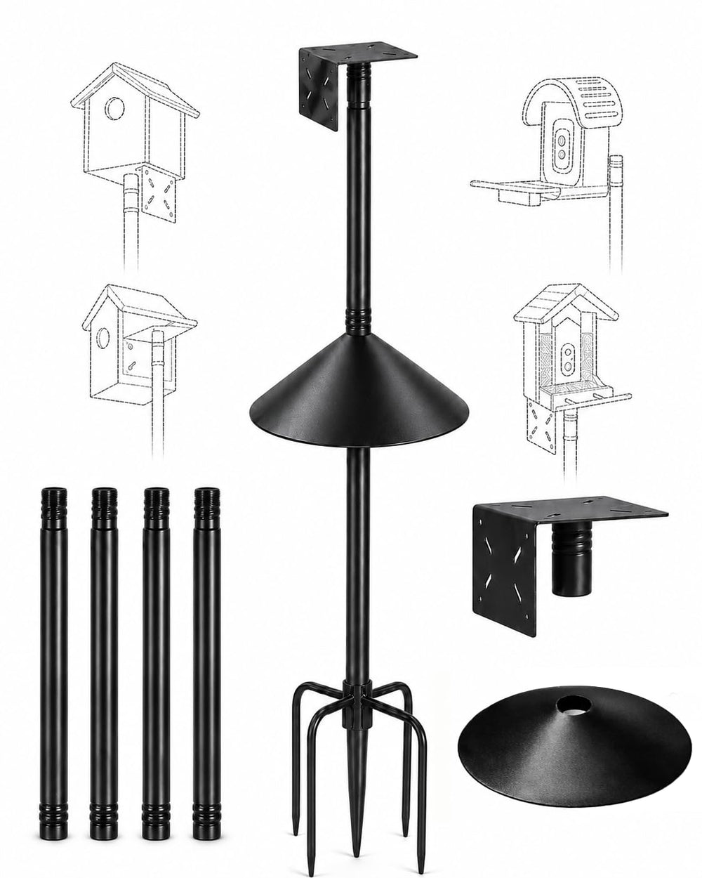 Phikrou pole assembled front view shows sturdy mounting and reliable support