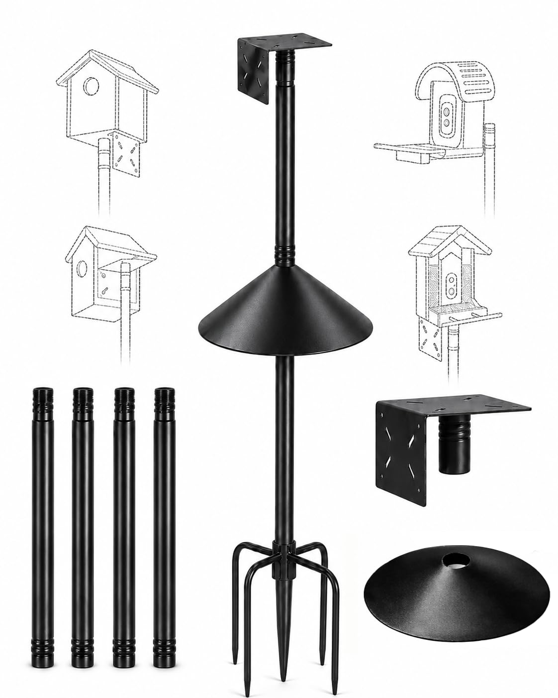 Phikrou pole assembled front view shows sturdy mounting and reliable support