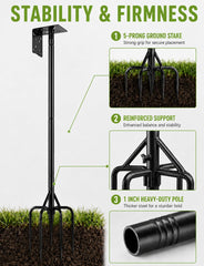 Phikrou pole and stake installed in garden providing secure anchor