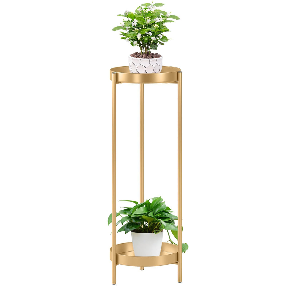 Philodwell front view of 2-tier metal plant stand showcasing compact footprint and modern design