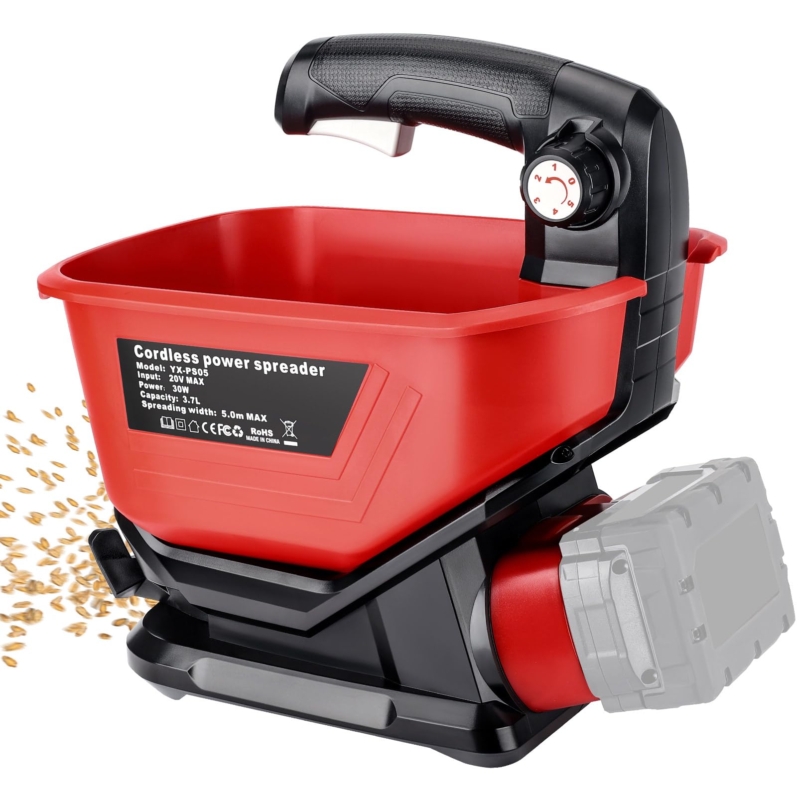 Philophca front view showing hopper and handle for easy carrying and control