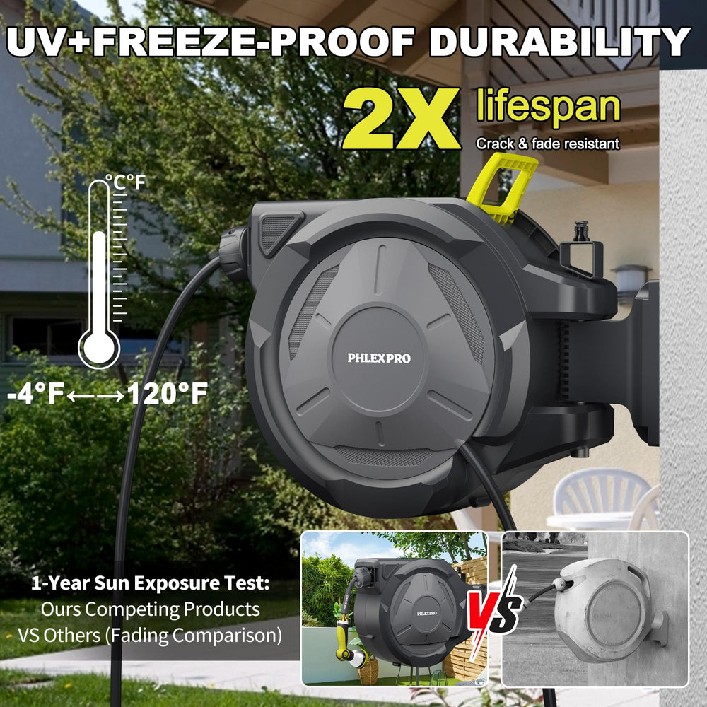 PHLEX PRO side view highlighting swivel bracket and flexible reach benefit