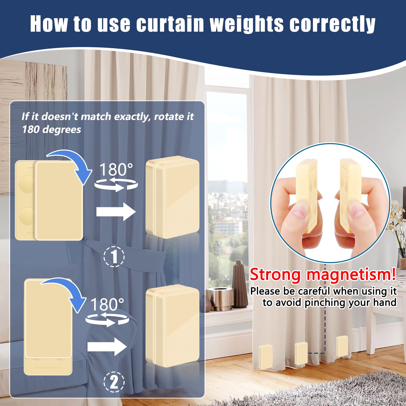 Phoncoo magnets used on shower curtain preventing flutter and splash
