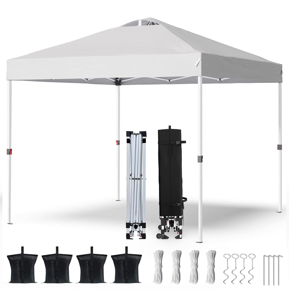 PHONWHON canopy front view showing full 10x10 shade and setup benefit