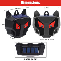 Phosooy close-up of red LED and solar panel for continuous nighttime deterrence