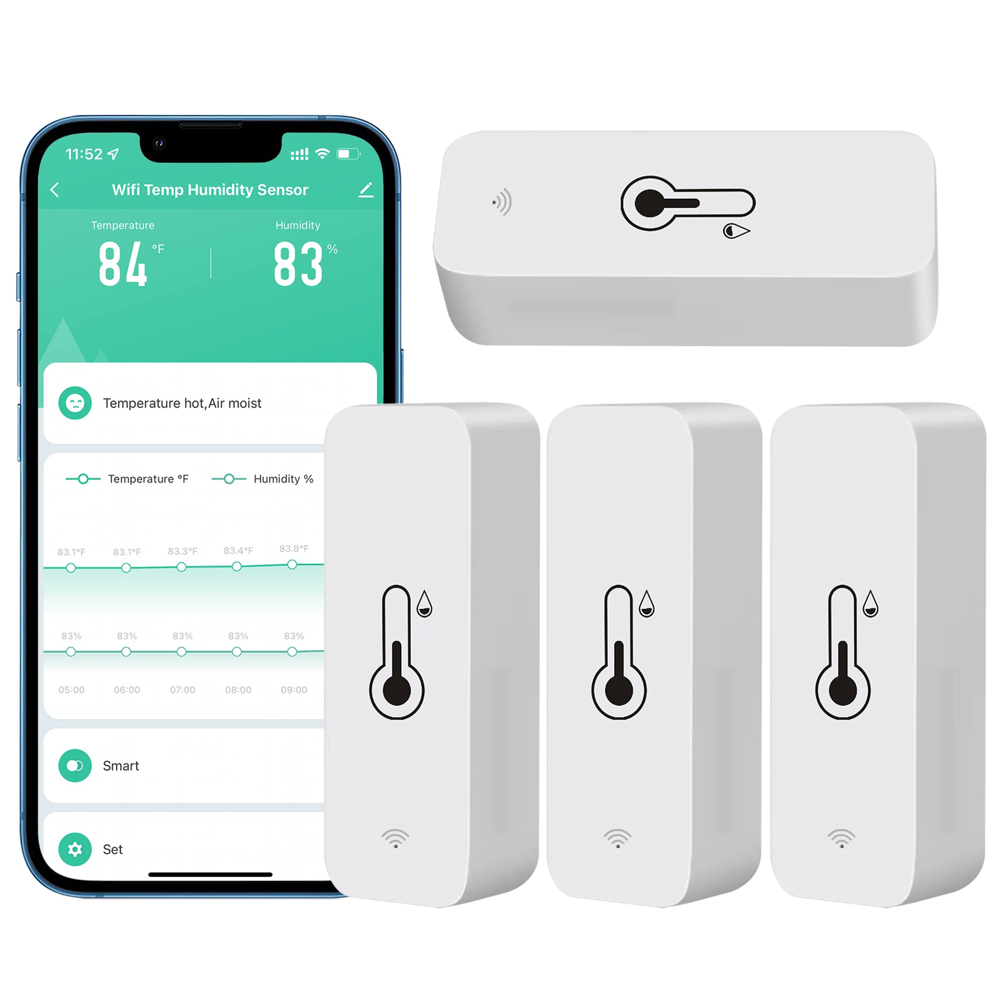 PHOVOLT front view of four sensors showing compact size and quick placement benefit
