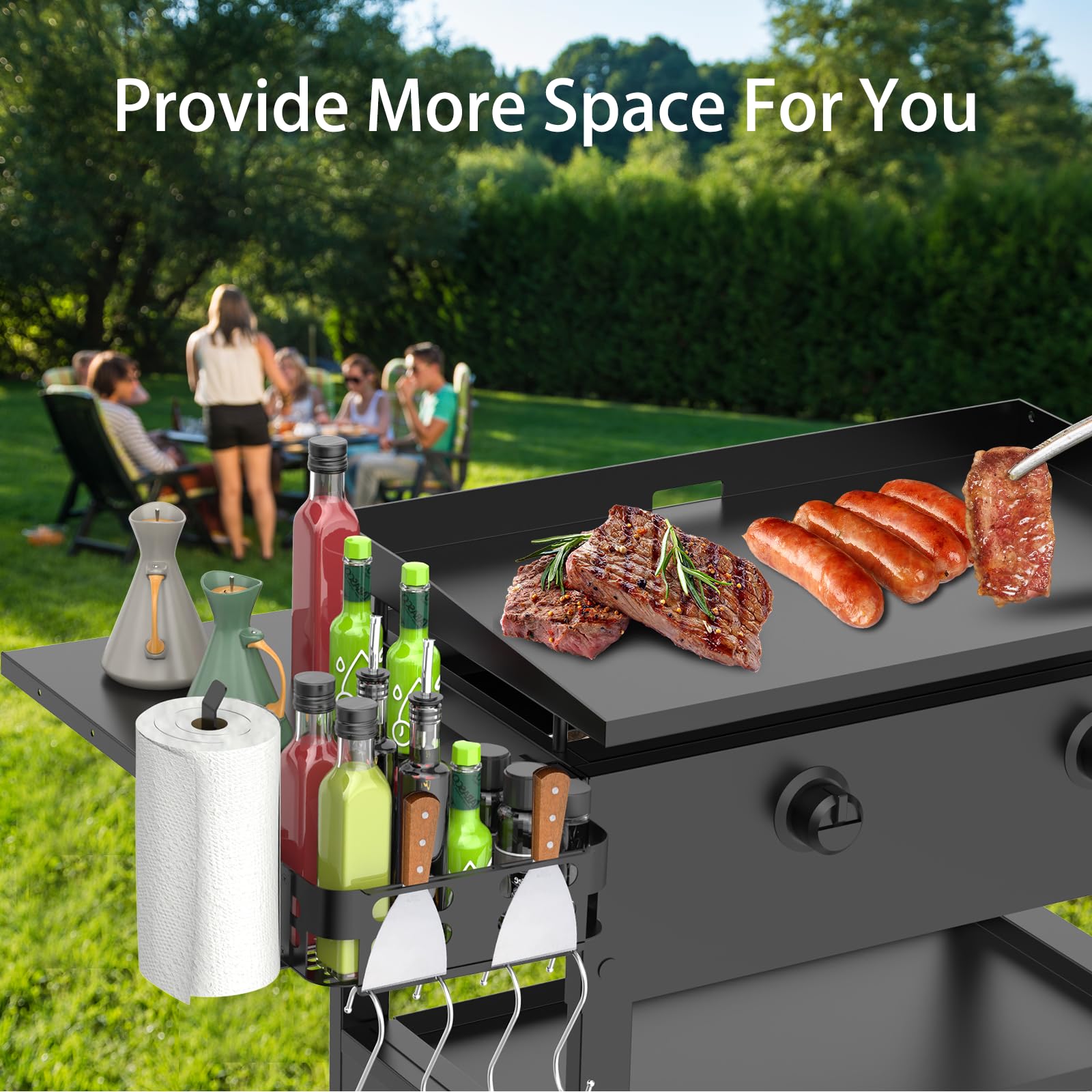 PHYESUVIN in use as prep surface with utensils to speed grilling workflow