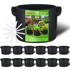 PHYEX front view of 12-pack grow bags showing set and branding, space-saving benefit