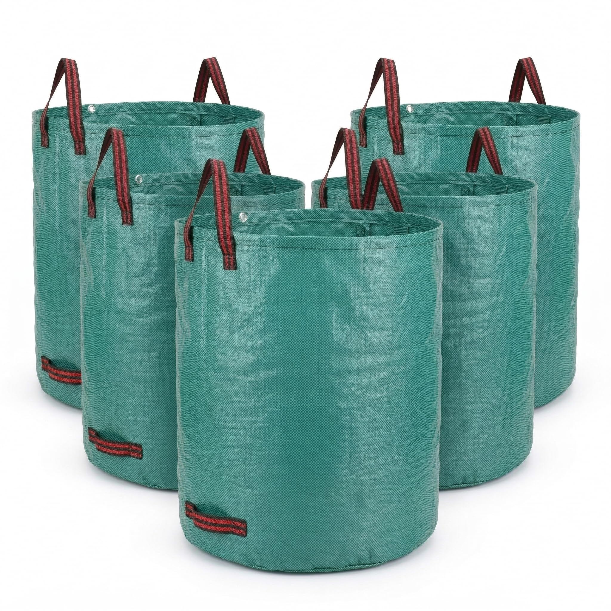 PHYEX front view of five garden waste bags showing pack and capacity benefit