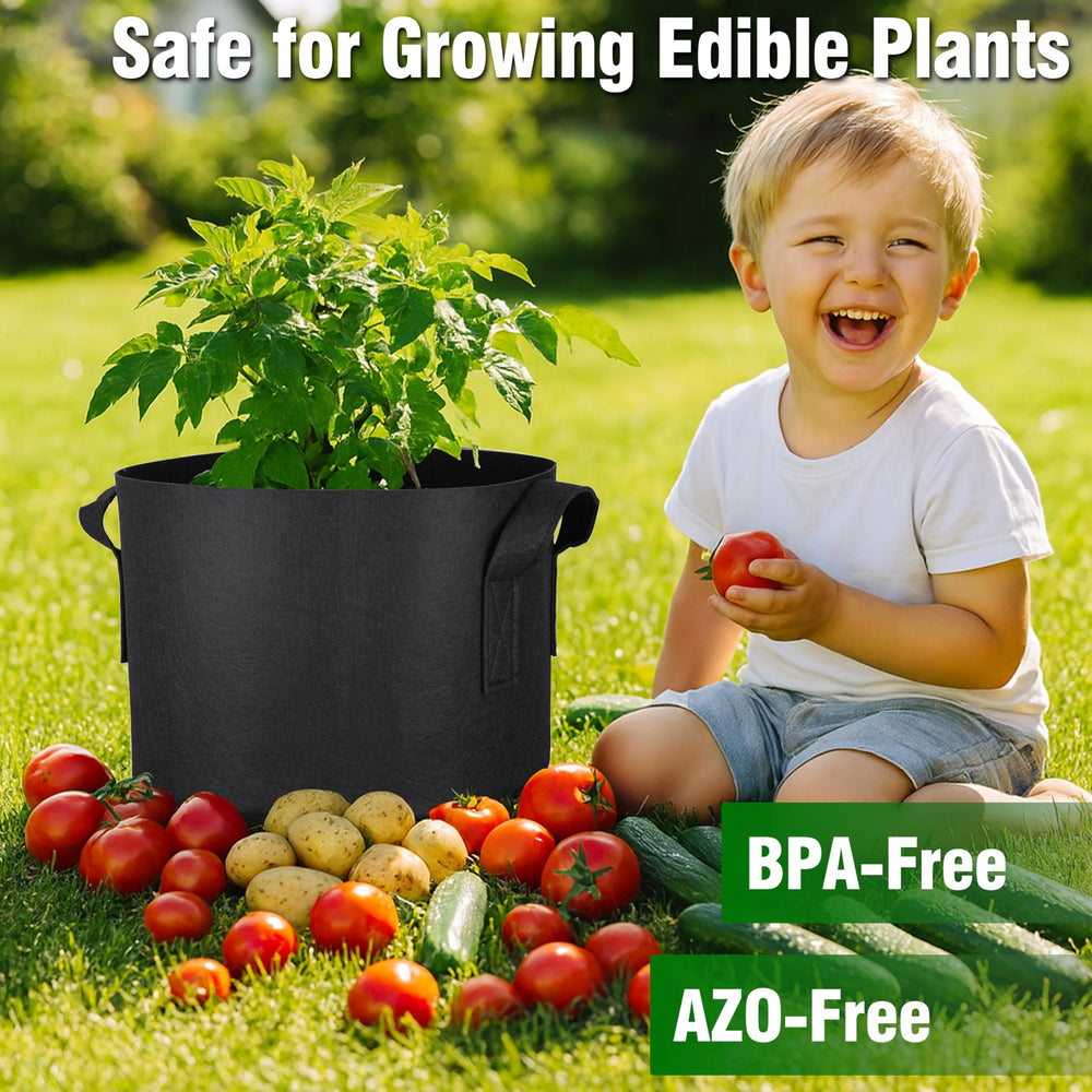 PHYEX grow bag in use on patio supporting healthy vegetables