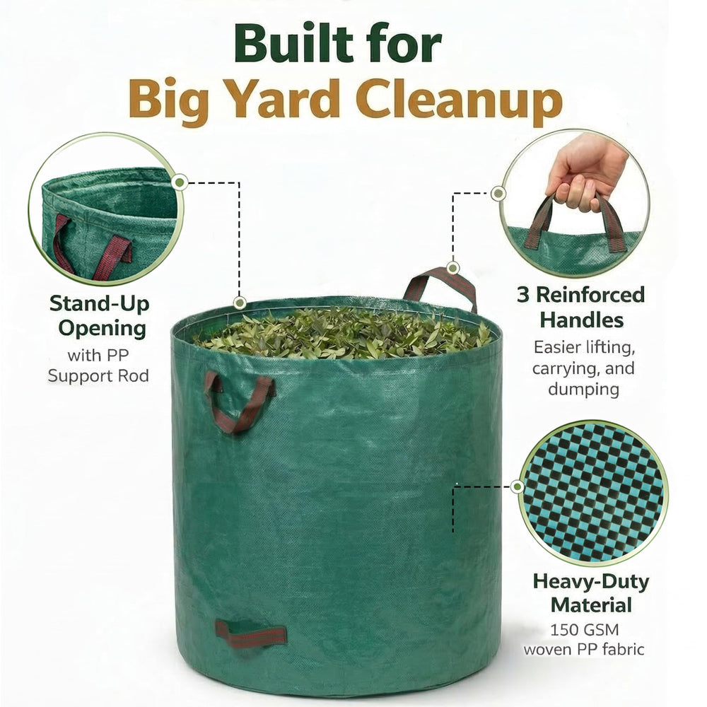 PHYEX bag in garden collecting leaves to speed cleanup