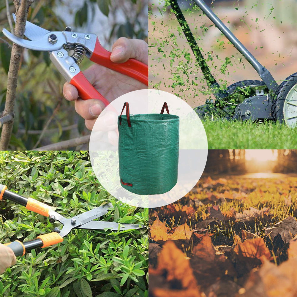 PHYEX bag beside rake showing 72-gallon scale and high-capacity benefit