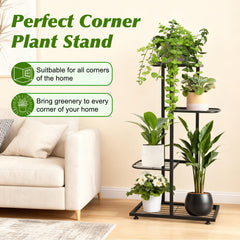 Phyluckny stand in living room holding multiple potted plants for decor benefit