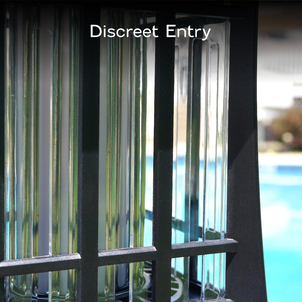 PIC lantern hanging from hook delivering cordless outdoor convenience