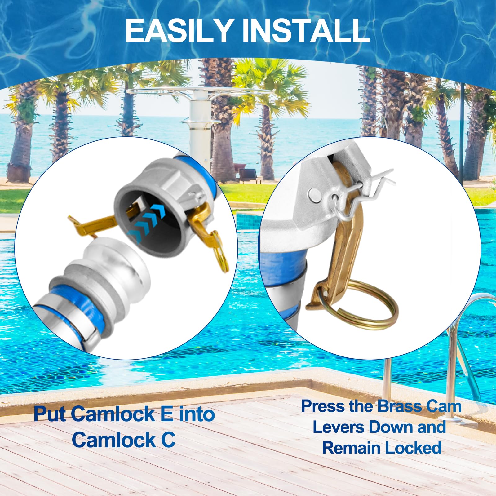 Picatu hose connected to pool pump during backwash, directs water away safely and efficiently
