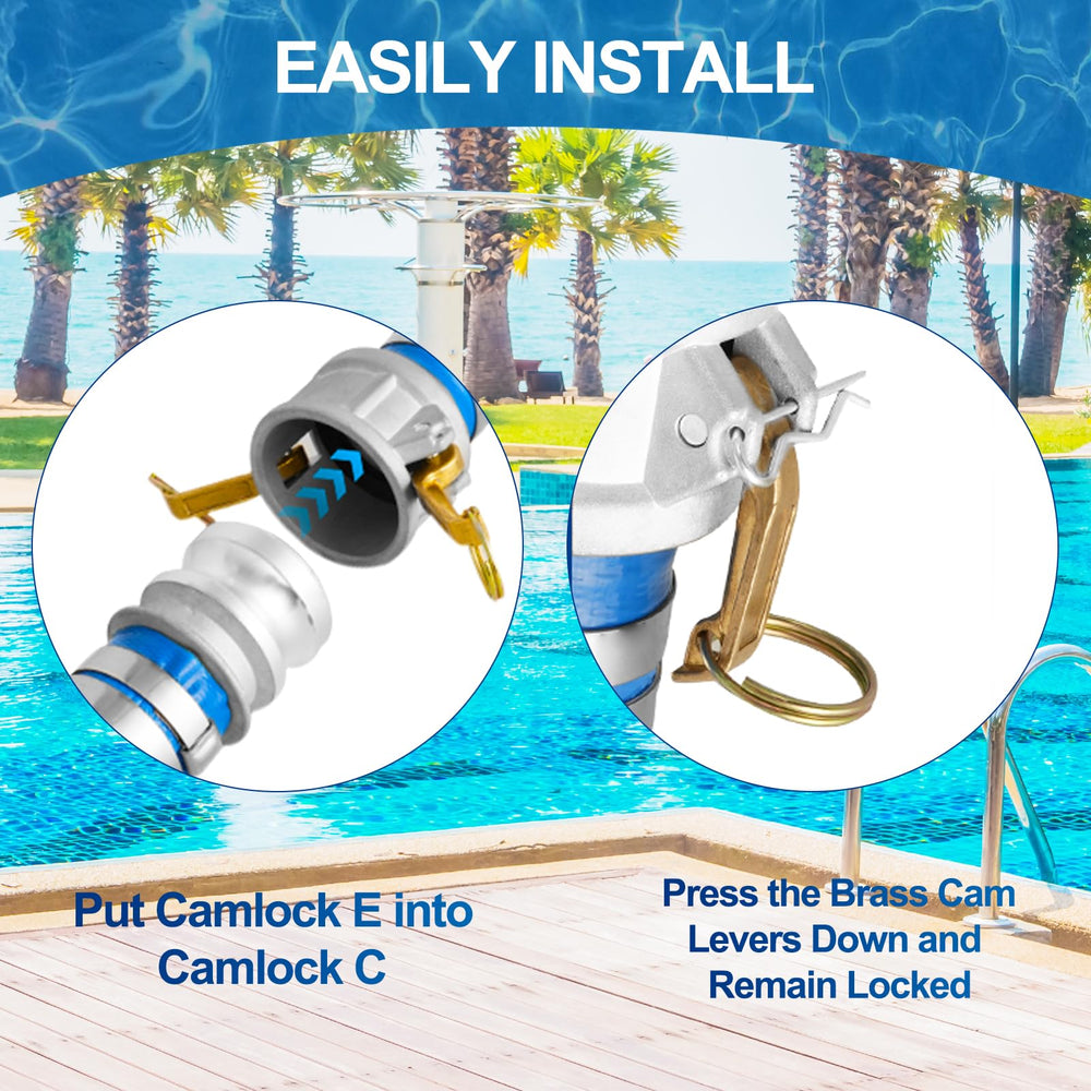 Picatu hose connected to pool pump during backwash, directs water away safely and efficiently