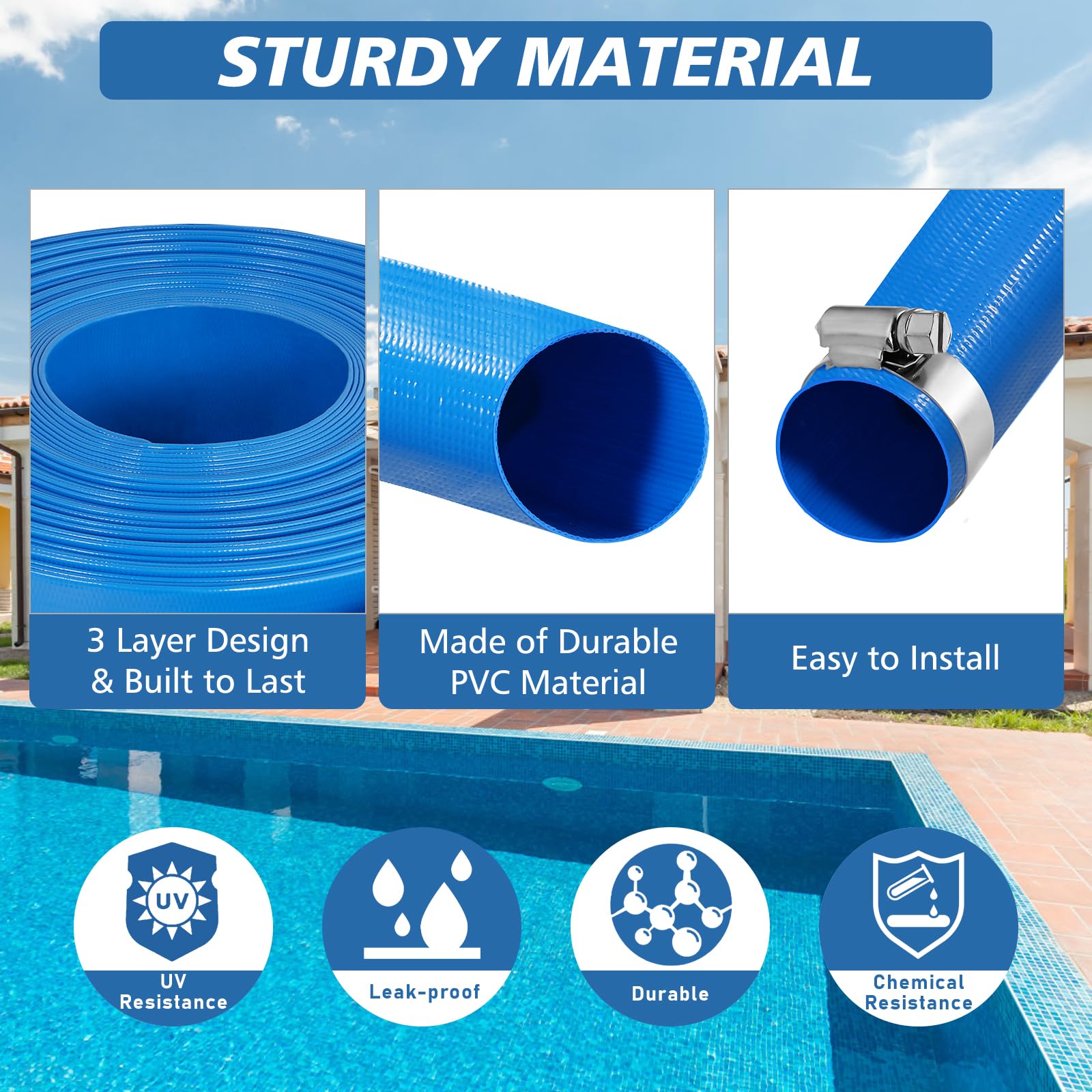 Picatu hose coiled flat for compact storage showing easy rolling and space-saving benefit