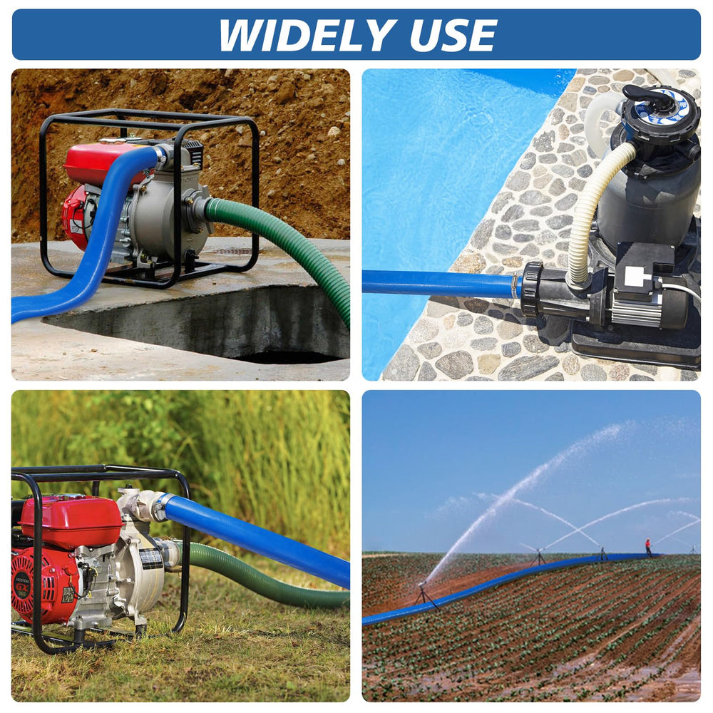 Picatu hose deployed from pool to yard showing water discharge control and safe drainage benefit