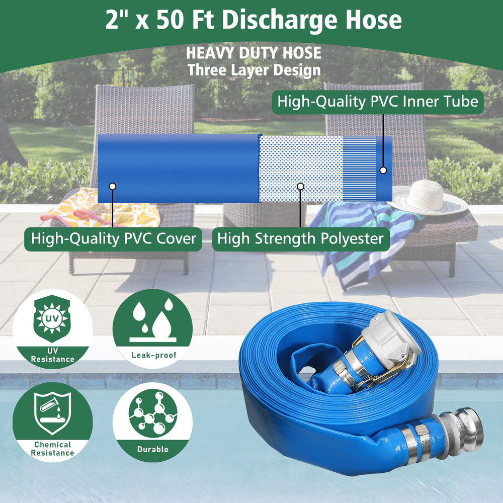 Picatu green suction hose attached to steel strainer for intake protection