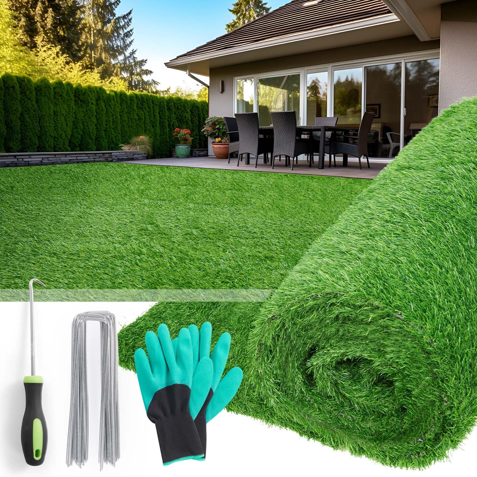 PICK FOR LIFE front view of 5x10ft turf showing lush green coverage and benefit of instant lawn